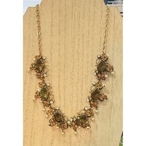 VINTAGE FLORENZA GOLD TONE‎ WATERMELON RHINESTONE NECKLACE